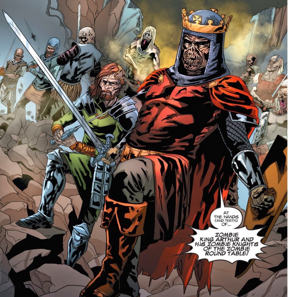 Le roi Arthur zombie (source : Marvel comics)