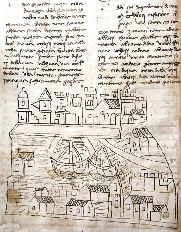 Le dessin considéré comme la plus ancienne vue de la ville de Venise.  (AFP PHOTO / MINISTRY OF CULTURAL ACTIVITIES OF HERITAGE AND TOURISM)