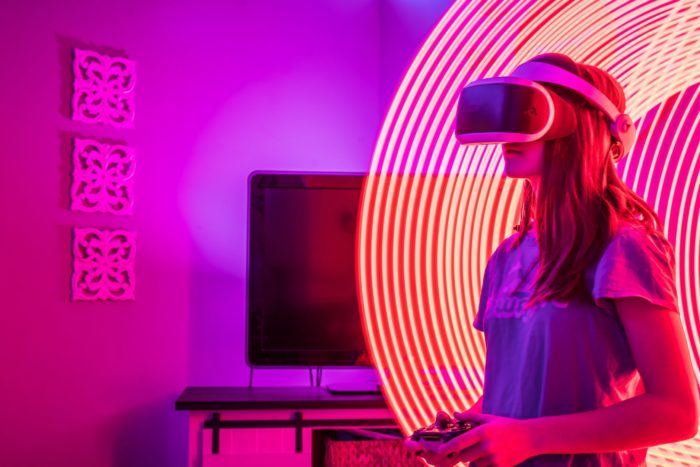 woman in a virtual reality headset